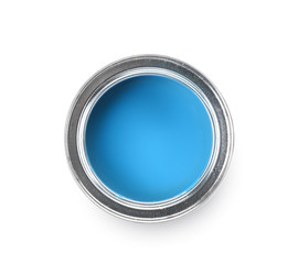 Can of paint on white background