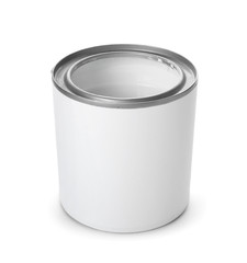 Can of paint on white background