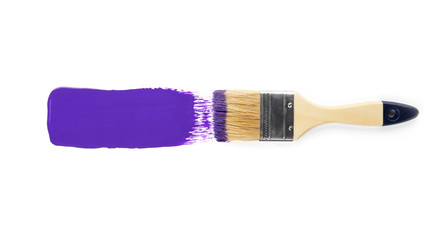 Brush with paint stroke on white background