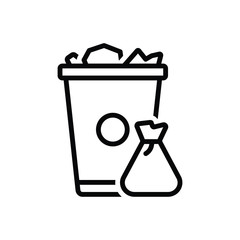 Black line icon for garbage