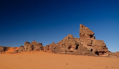 Fototapeta na wymiar Abstract Rock formation at Tamezguida in Tassili nAjjer national park, Algeria