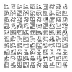 Obraz premium big set of factory machine, automatic industrial machine line icons