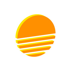 Sun icon.Isometric and 3D view.	
