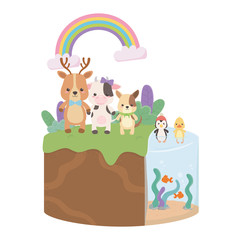 Reindeer cow dig penguin and duck design