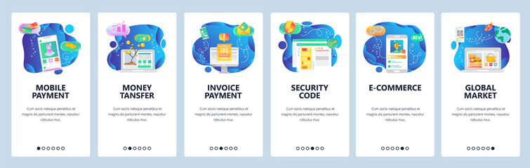 Website and mobile app onboarding screens vector template