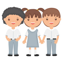 cute little students group characters