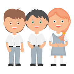 cute little students group characters
