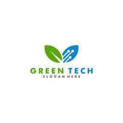 green tech logo template icon design vector illustration