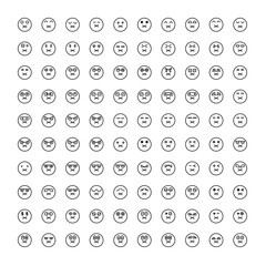 emoticon icons circle face set line