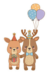 Animals cartoons with happy birthday gift design