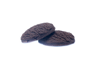 dark chocolate brownie cookies isolated on white