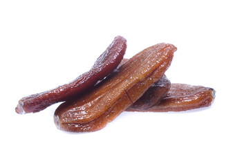 dried bananas (honey baked bananas) on white background