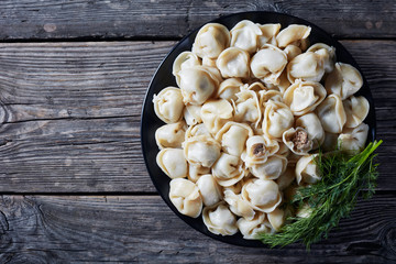 close-up of Delicious hot dumplings, top view