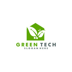 green tech logo template icon design vector illustration