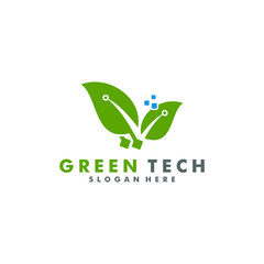 green tech logo template icon design vector illustration