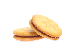 Sandwich cracker on white background