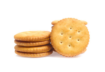 Sandwich cracker on white background