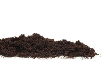 pile of soil isolated on white background - Image .