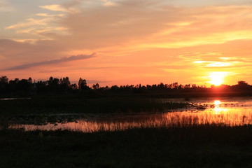 sunset over lake