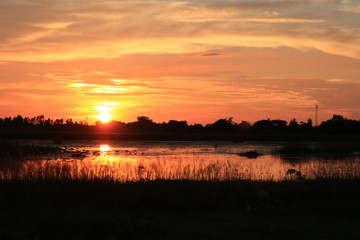 sunset over lake