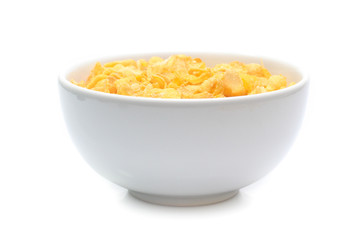Cornflakes on bowl  isolated on white background