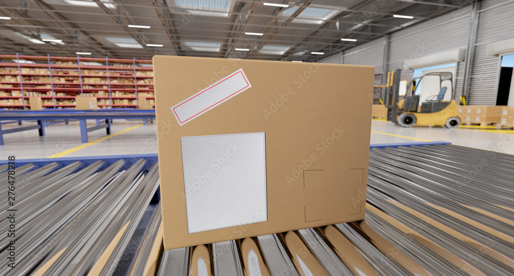 Poster cardbox mock up in a warehouse - 3d rendering