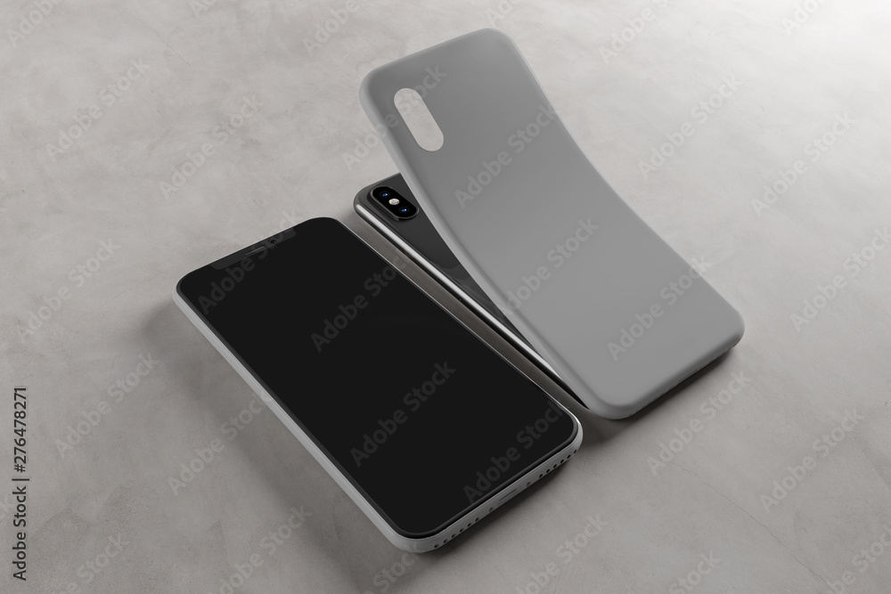 Poster smartphone screen and case mockup - 3d rendering