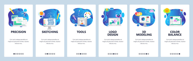 Website and mobile app onboarding screens vector template