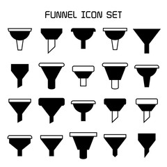 funnel and filter icons set