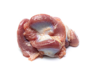 Raw Chicken gizzards on white background