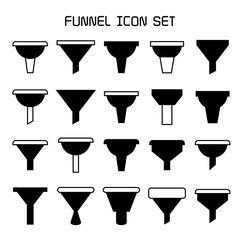 funnel and filter icons set