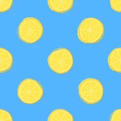 Papier Peint photo Lavable Citrons Modèle sans couture de tranches de citron. Fond d& 39 illustration vectorielle simple. Pour l& 39 impression, le textile, le web, la décoration intérieure, la mode, la surface, la conception graphique