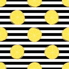 Modèle sans couture de tranches de citron. Fond d& 39 illustration vectorielle simple. Pour l& 39 impression, le textile, le web, la décoration intérieure, la mode, la surface, la conception graphique