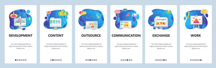 Website and mobile app onboarding screens vector template