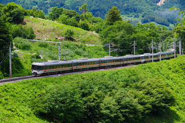 Fototapeta premium 篠ノ井線を走る特急電車