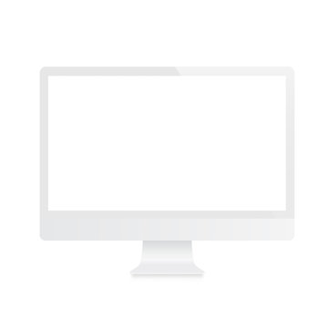 White computer monitor. Front view - stock vector.