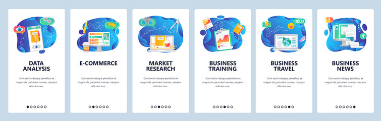 Website and mobile app onboarding screens vector template