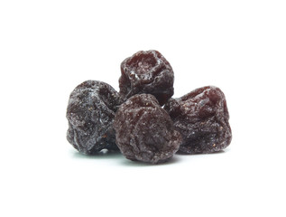 Dried  plums isolated on white background