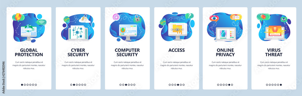 Aufkleber website and mobile app onboarding screens vector template