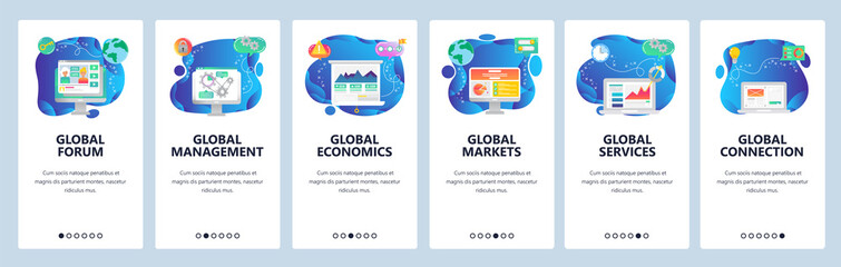 Website and mobile app onboarding screens vector template