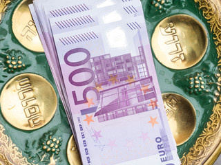 euro currency and hebrew text, Israeli medicine concept