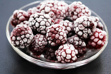 Frozen Black Berry On Saucer
