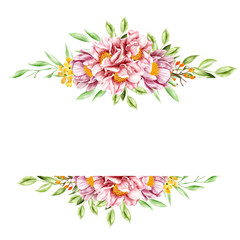 multiframe flower watercolor background wedding invitation