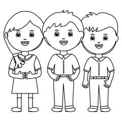 cute little students group characters