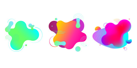 Gradient fluid shapes isolated on white. Colorful spots, backgrounds. abstract banner templates in vibrant colors