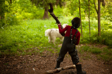 The baby is playing. Difficult and uncontrollable boy. Hyperactivity in children. Fidget child ran...