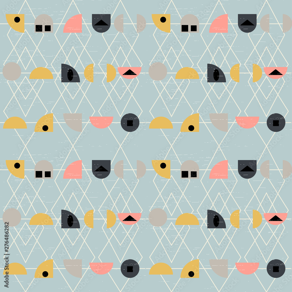 Poster abstract geometric vector seamless pattern inspired by mid-century modern fabrics.