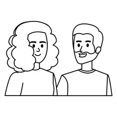Obraz na płótnie Canvas young lovers couple avatars characters