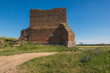 Fototapeta na wymiar Ruins of a fortified castle in Kolo, Poland