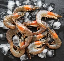 Fresh raw prawns